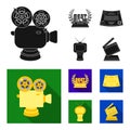 Silver camera. A bronze prize in the form of a TV and other types of prizes.Movie award,sset collection icons in black