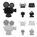 Silver camera. A bronze prize in the form of a TV and other types of prizes.Movie award,sset collection icons in black