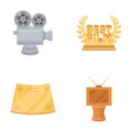 Silver camera. A bronze prize in the form of a TV and other types of prizes.Movie award,sset collection icons in cartoon