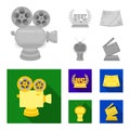 Silver camera. A bronze prize in the form of a TV and other types of prizes.Movie award,sset collection icons in