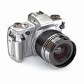 Silver Camera With Large Zoom Lens - Realistic Hyperrealism