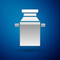 Silver Can container for milk icon isolated on blue background. Vector Royalty Free Stock Photo