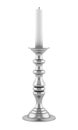 Silver candlestick with candle isolated on white