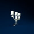 Silver Candlestick icon isolated on blue background. Minimalism concept. 3d illustration 3D render