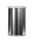 Silver cans with plastic lid isolated on white background Royalty Free Stock Photo