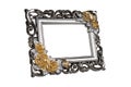 Silver carved picture frame with rose decor Royalty Free Stock Photo