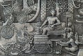 Thai style silver carving art on temple wall , Wat Srisuphan ,Chiang Mai, Thailand. Royalty Free Stock Photo