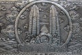 Thai style silver carving art on temple wall , Wat Srisuphan ,Chiang Mai, Thailand. Royalty Free Stock Photo