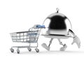 Silver catering dome with shopping cart