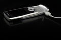 Silver cell phone Royalty Free Stock Photo