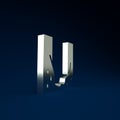 Silver Cemetery digged grave hole icon isolated on blue background. Minimalism concept. 3d illustration 3D render