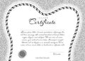 Silver certificate or diploma for dentistry with a tooth-shaped frame. Vector image