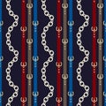 Silver chains with colorful belts on a deep blue background