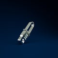 Silver Chainsaw icon isolated on blue background. Minimalism concept. 3d illustration 3D render Royalty Free Stock Photo