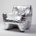 Silver Chair With Crumpled Texture Comfycore Design