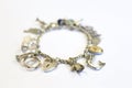 Silver charm bracelet (selective focus) Royalty Free Stock Photo