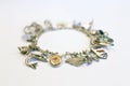 Silver charm bracelet Royalty Free Stock Photo