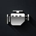 Silver Check engine icon  on black background. Long shadow style. Vector Royalty Free Stock Photo