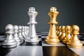 Silver Chess Versus Golden Team Royalty Free Stock Photo