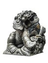 Silver Chinese lion, white background