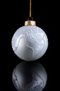 Silver Christmas ball on black background with reflection Royalty Free Stock Photo
