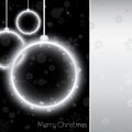 Silver Christmas Ball Card on Black Background Royalty Free Stock Photo