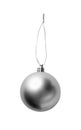 Silver christmas ball hanging isolated on white background Royalty Free Stock Photo