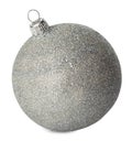 Silver christmas ball isolated on white background Royalty Free Stock Photo