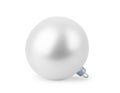 Silver Christmas ball on the Christmas tree on a white background Royalty Free Stock Photo