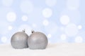 Silver Christmas balls decoration with snow Royalty Free Stock Photo