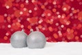 Silver Christmas balls decoration with snow copyspace Royalty Free Stock Photo