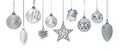 Silver Christmas New Year baubles Royalty Free Stock Photo