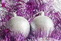 Silver Christmas ornaments Royalty Free Stock Photo