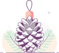 Silver christmas pine cone decoration transparent background Royalty Free Stock Photo