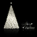 Silver Christmas tree on black background Royalty Free Stock Photo