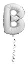Silver chrome letter B made of inflatable balloon with silver ribbon Royalty Free Stock Photo