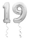 Silver chrome number 1 made of inflatable balloon Royalty Free Stock Photo