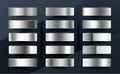 Silver chrome platinum or aluminium metallic gradients set Royalty Free Stock Photo