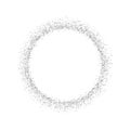 Silver circle isolated white background. Round gray frame, confetti, sparkles and sequins dust. Border design Christmas