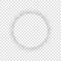 Silver circle isolated white transparent background. Round frame, confetti, sparkles, gray dust. Border design Christmas Royalty Free Stock Photo