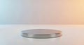 Silver circular podium on white surface with gradient background stage platform Royalty Free Stock Photo