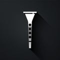 Silver Clarinet icon isolated on black background. Musical instrument. Long shadow style. Vector Royalty Free Stock Photo