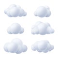 Silver clouds. Outdoor weather realistic visualisation fluffy plastic rounded clouds simple geometrical forms decent