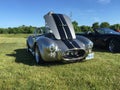 Silver Cobra with black stripes at a cars and coffee event in Komoka Ontario