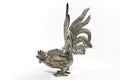 Silver Cockerel Statue on White Background