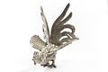 Silver Cockerel Statue on White Background