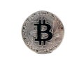 Silver coin bitcoin Royalty Free Stock Photo