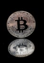 Silver coin bitcoin Royalty Free Stock Photo