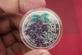 Silver coin, black orchid theme, Indonesia silver coin Royalty Free Stock Photo