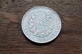 Silver coin of 50 francs Royalty Free Stock Photo